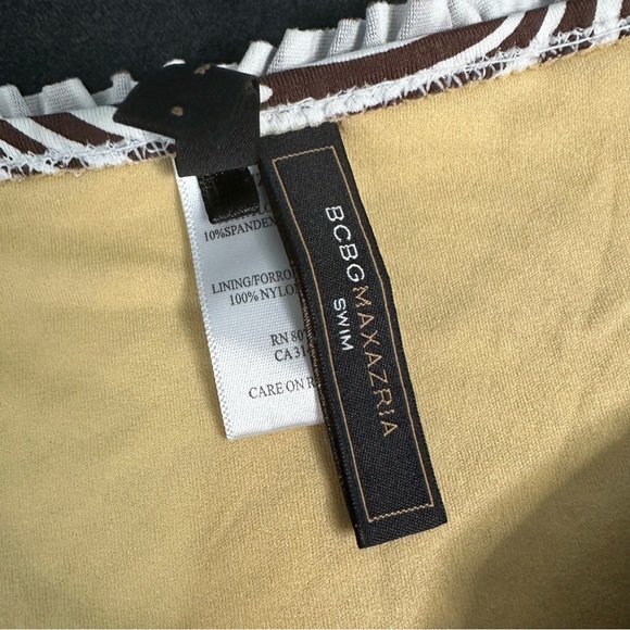 BCBGMaxazria Swim Zebra Print Ruffled Swim Bikini Bottoms in Brown/White - Picture 4 of 6